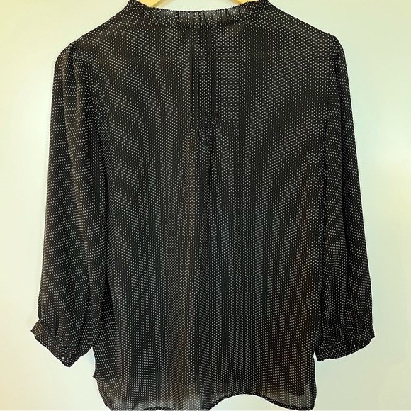 Jasmine & Juliana Black Polka Dot Semi Sheer Blouse Medium - Picture 5 of 7